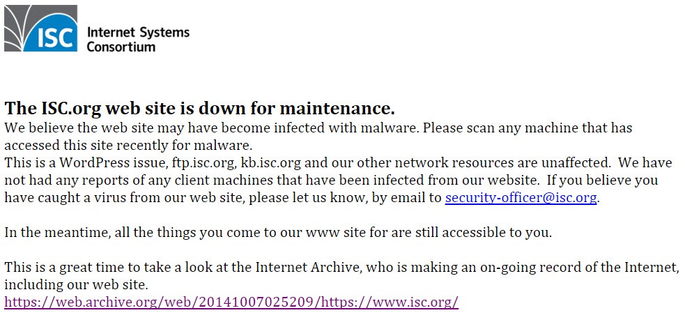 Site da Internet Systems Consortium foi atacado