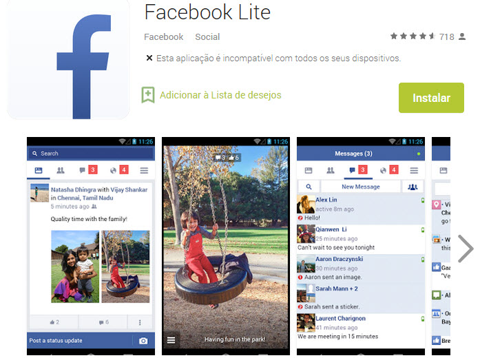 Facebook lança versão Lite da sua aplicação para smartphones