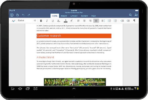 Microsoft Office também já chegou aos tablets Android