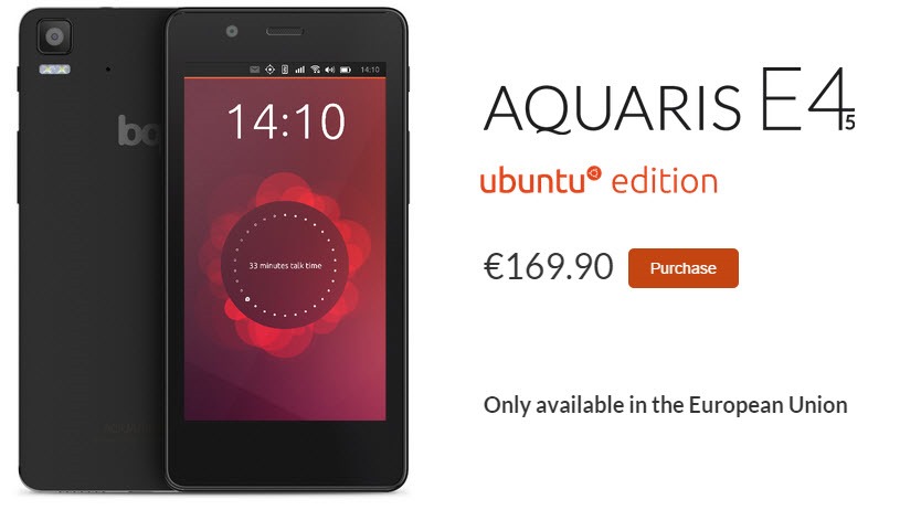 BQ Aquaris e4.5 com Ubuntu já está à venda por 169.90€
