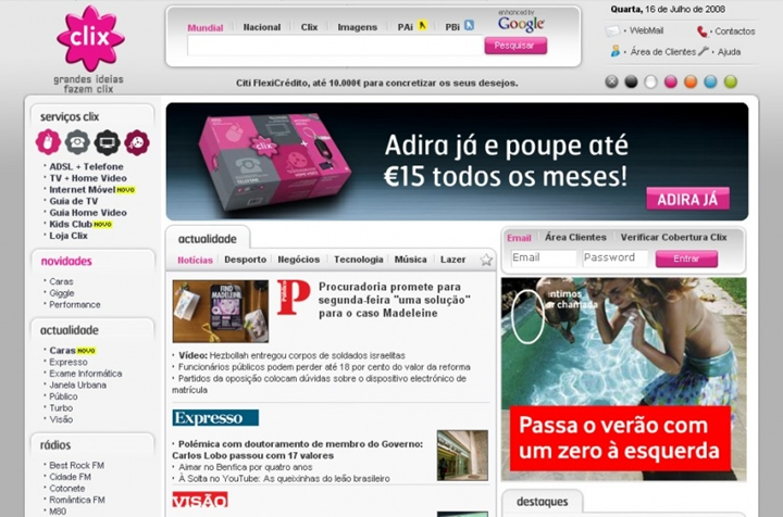 Ao fim de 16 anos… O portal Clix.pt foi desligado