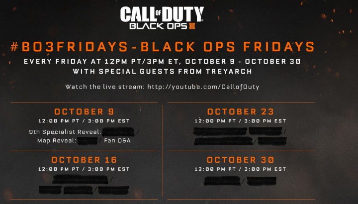 Calendário de Outubro passa a ter Black Ops Fridays