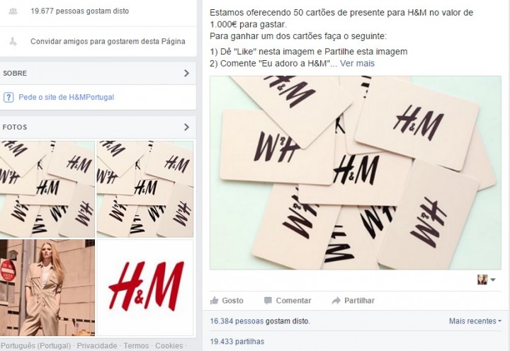 Facebook: Cuidado com os concursos da Pandora e H&M