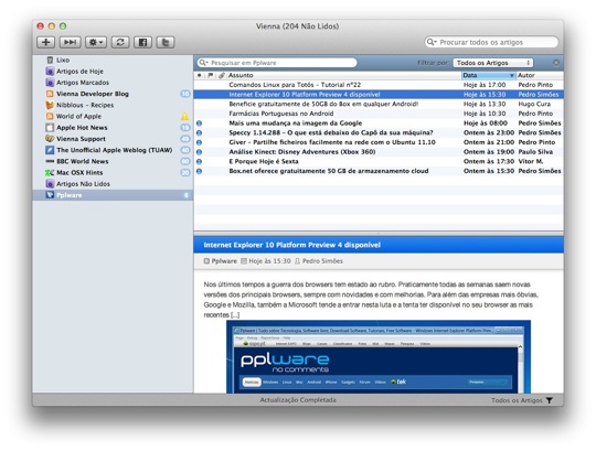 Vienna – Um leitor de RSS poderoso para o Mac OS X