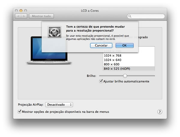 Mac OS X – Aumente o tamanho do ecrã sem perder resolução