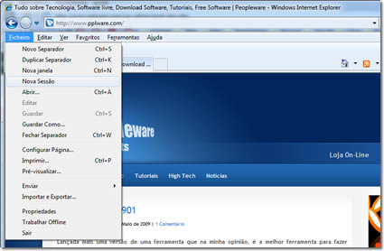 IE8 – Abrir Multiplas Sessões