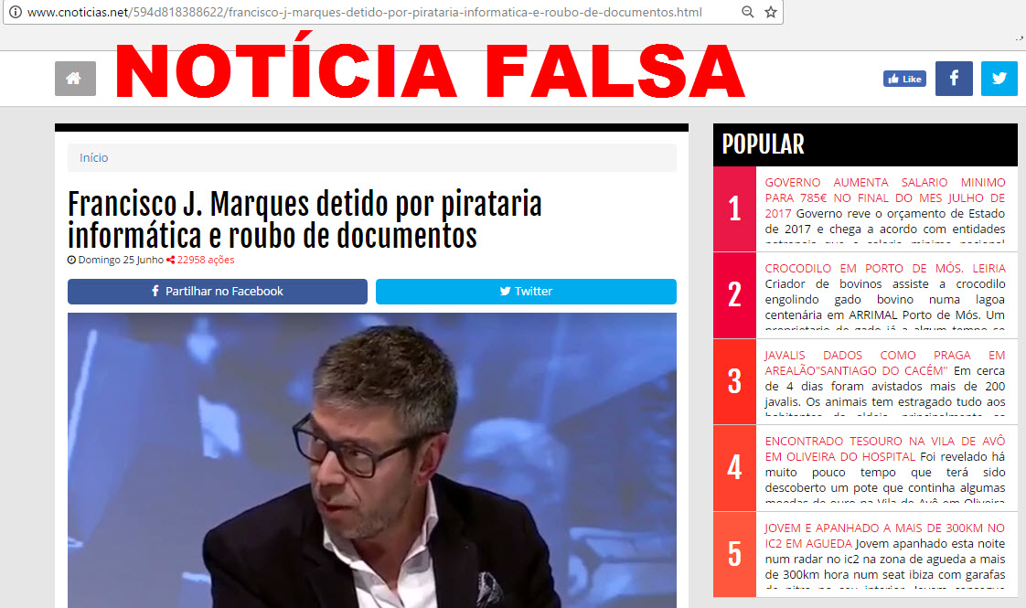 Atenção: Sites de notícias falsas contaminam as redes sociais