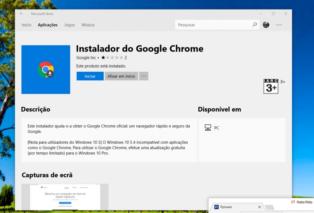 Microsoft reage à “falsa app” do Chrome na loja do Windows