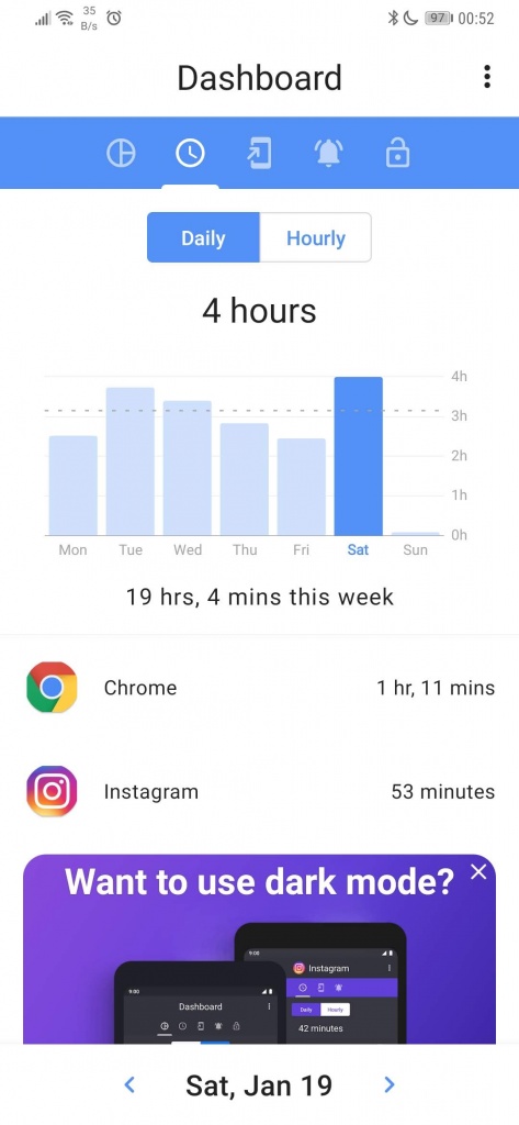 ActionDash Equilíbrio Digital Android apps tempo