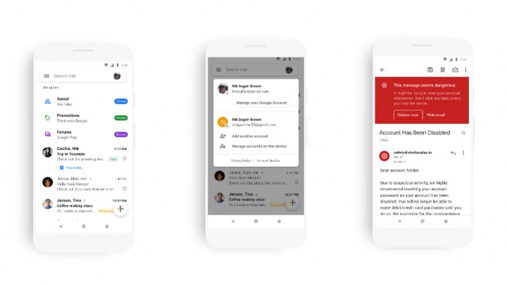 Gmail Android app aplicação