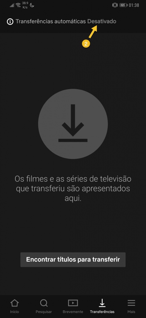 Netflix Transferências automáticas smartphone Android séries