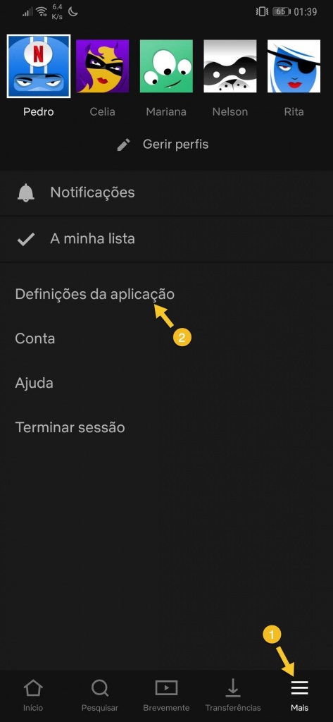 Netflix Transferências automáticas smartphone Android séries