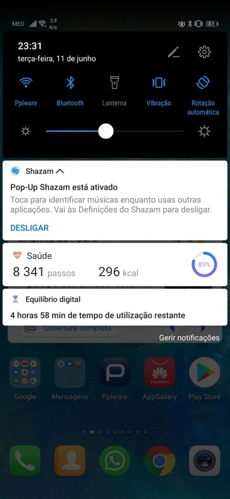 Shazam Pop-up música auscultadores detetar
