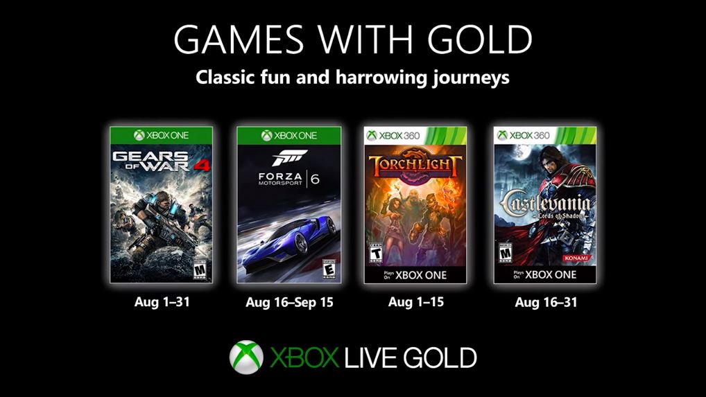 Games with Gold – agosto de 2019 com novos jogos no Xbox Live