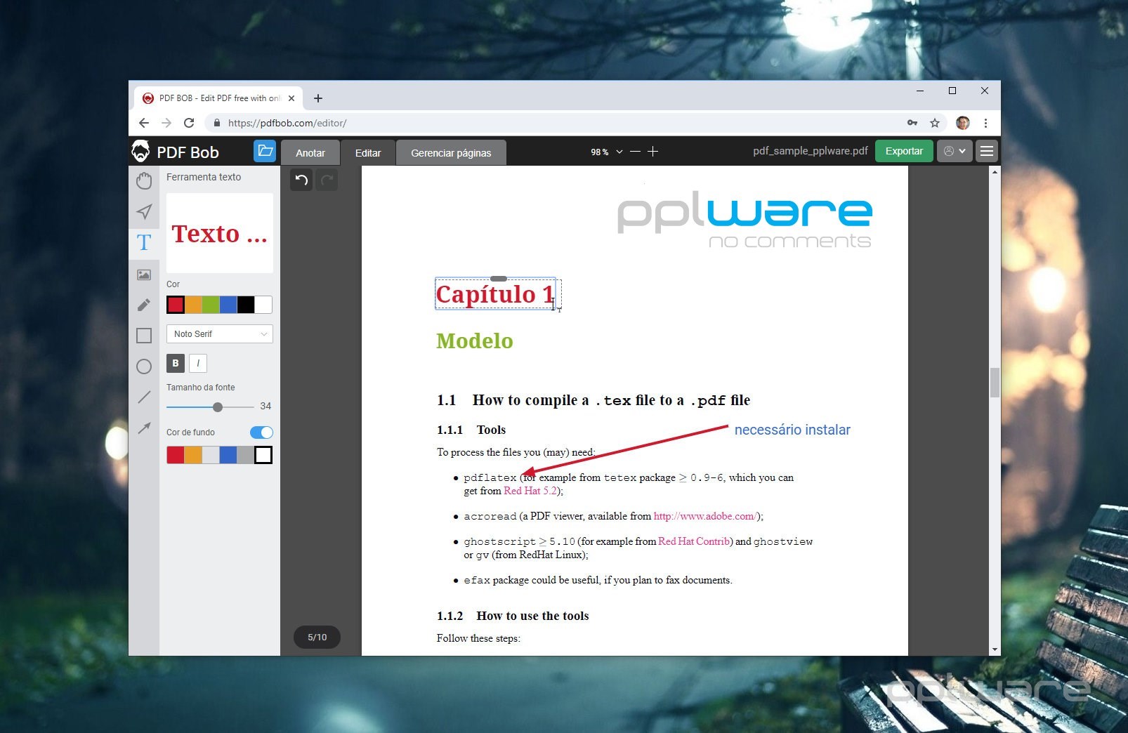 PDF Bob, o seu editor de PDFs online e gratuito