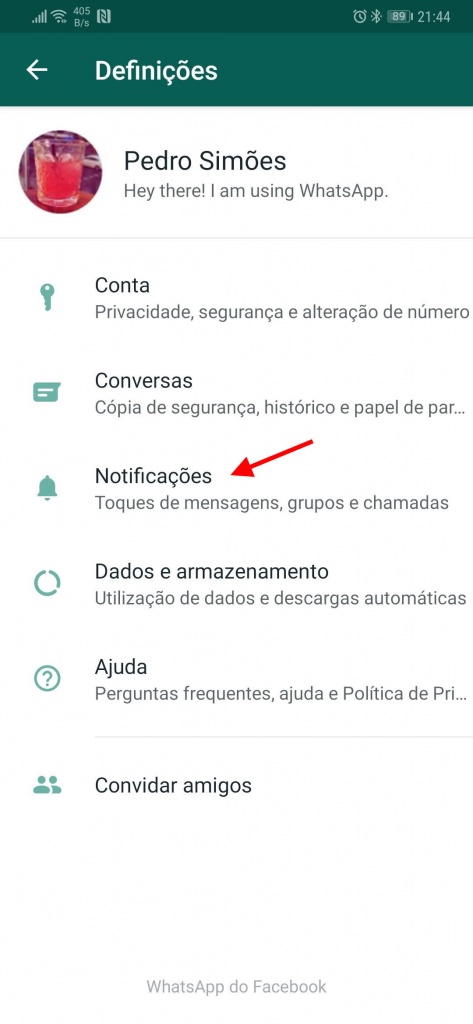 WhatsApp notificações Mensagens Grupos Chamadas