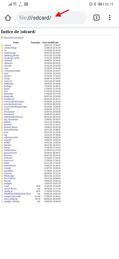 browser Android explorador ficheiros ferramentas
