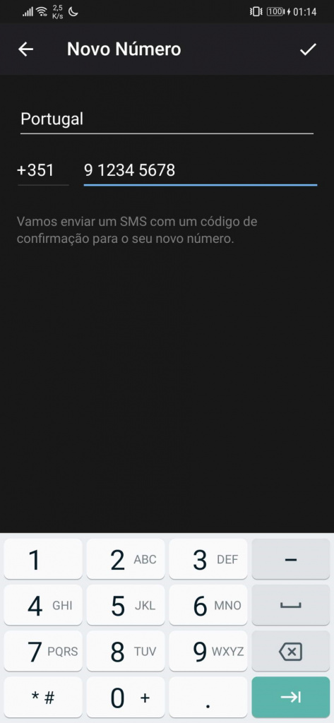 Telegram número telefone mudar dados
