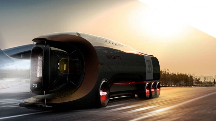 Imagem de conceito camião elétrico Bugatti que confrontará o Semi da Tesla