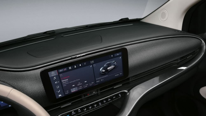 Imagem do painel de controlo digital do noco carro elétrico