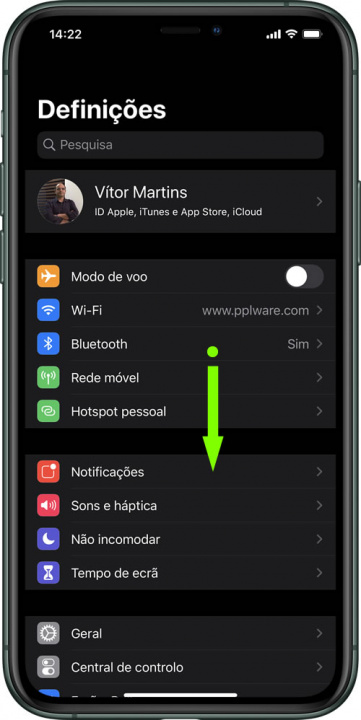 Imagem iOS com opção de registar contactos COVID-19
