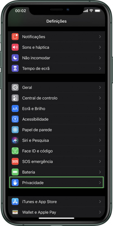 Imagem iOS com opção de registar contactos COVID-19