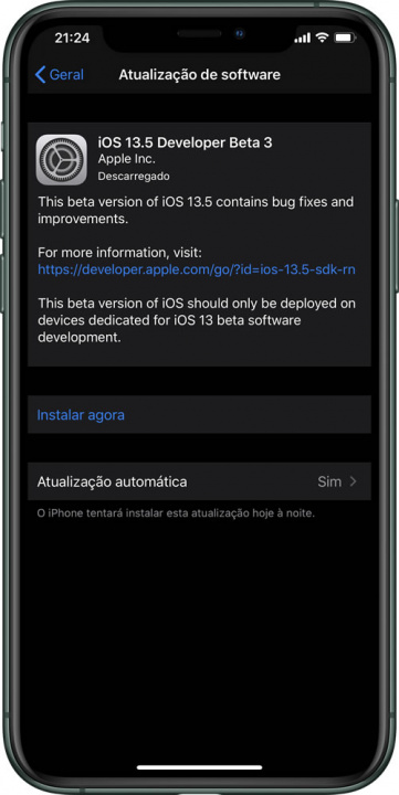 Imagem iOS 13.5 beta 3 com novidades