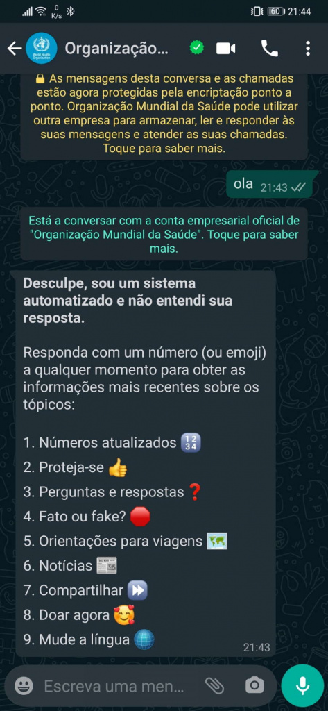 COVID-19 da OMS em português dúvidas
