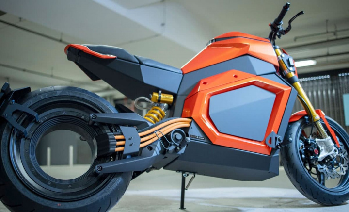 Imagem Verge TS a moto elétrica com o motor na roda traseira