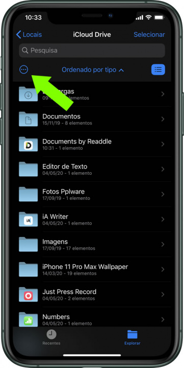 Imagem ficheiro ZIP dentro da app Ficheiros do iOS