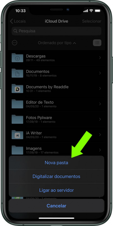 Imagem ficheiro ZIP dentro da app Ficheiros do iOS