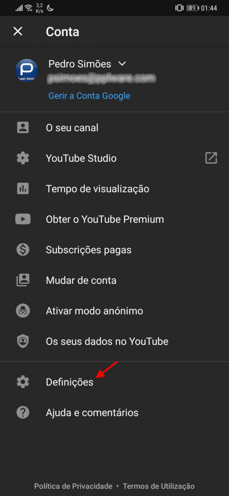 YouTube dormir alerta smartphone utilizadores
