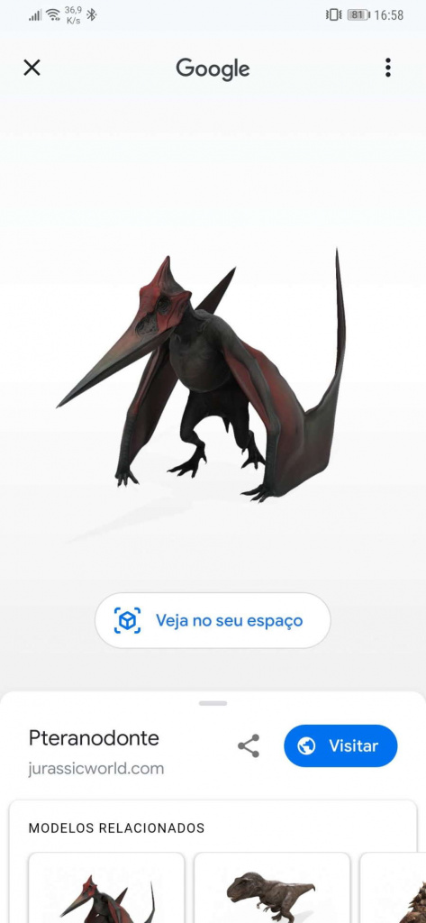 Google dinossauros smartphone pesquisa