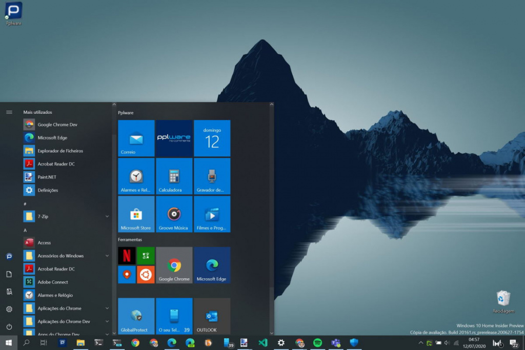 Menu Iniciar Windows 10 Microsoft testar Insiders
