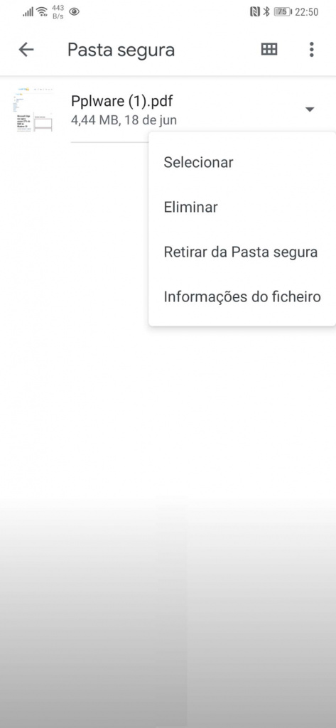 Android Files protegida segura pasta