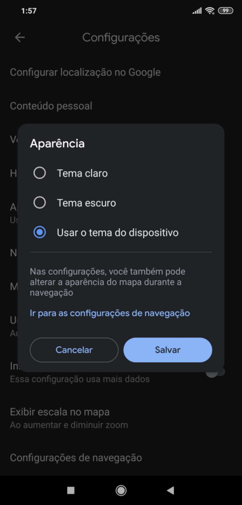 Google Maps dark mode novidade