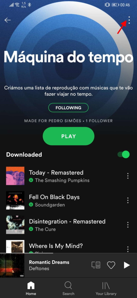 Spotify atalho playlist música favorita