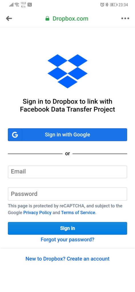 Facebook Dropbox exportar fotografias vídeos