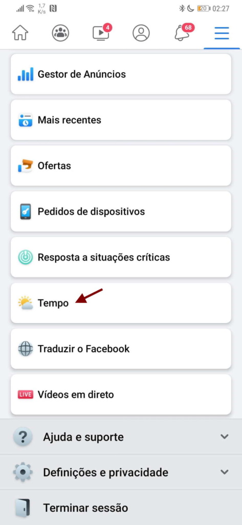 Facebook previsão tempo ferramentas social