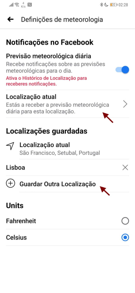 Facebook previsão tempo ferramentas social