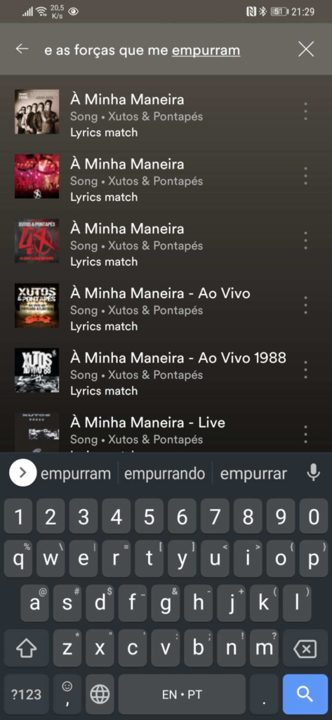 Spotify letra pesquisa música nome