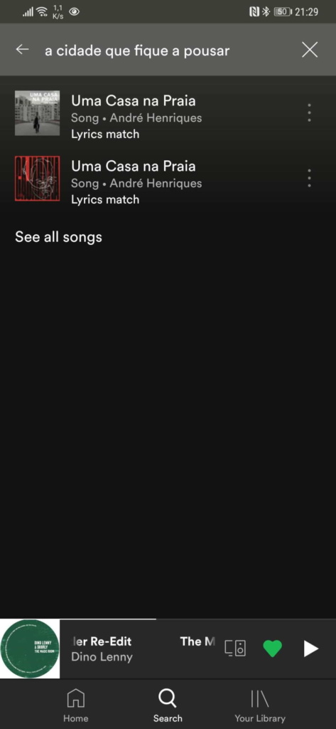 Spotify letra pesquisa música nome