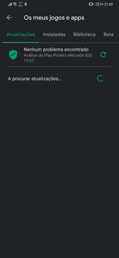 Android apps atualizar ecrã toque