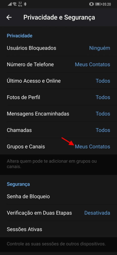 Telegram grupos utilizadores adicionar canais