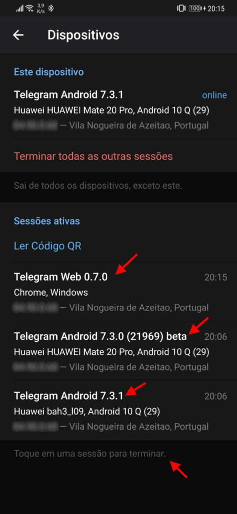 Telegram conta utilizadores problemas sessão