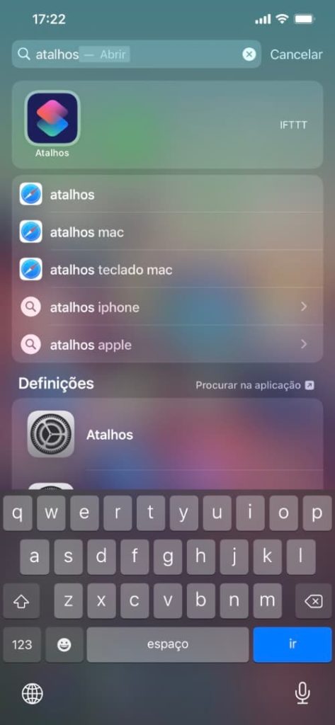 Imagem Atalhos iOS