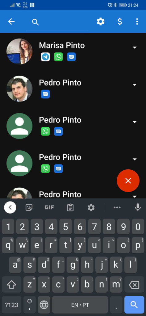 contactos mensagens app signal telegram