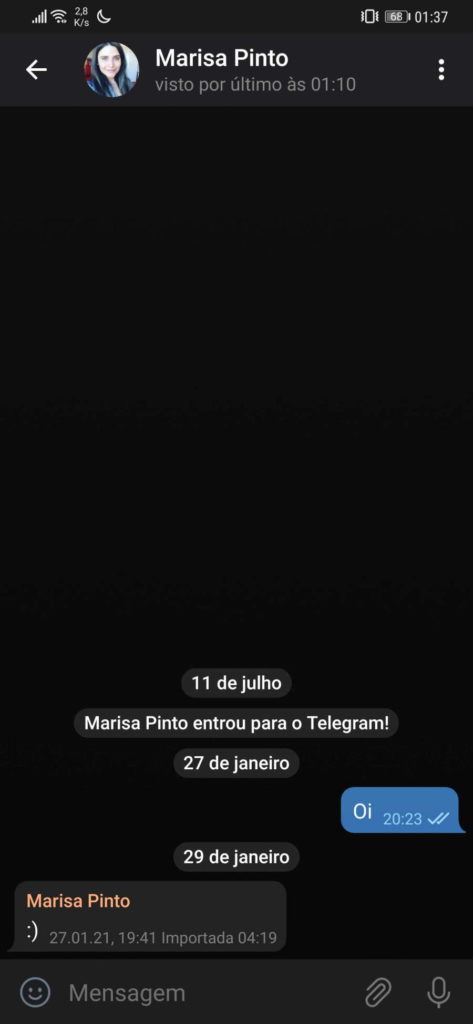 Telegram eliminar mensagens enviadas contato