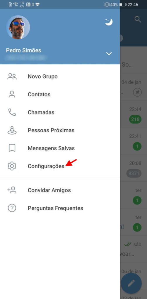 Telegram opções WhatsApp configurar serviço