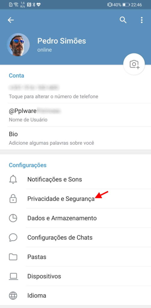 Telegram opções WhatsApp configurar serviço